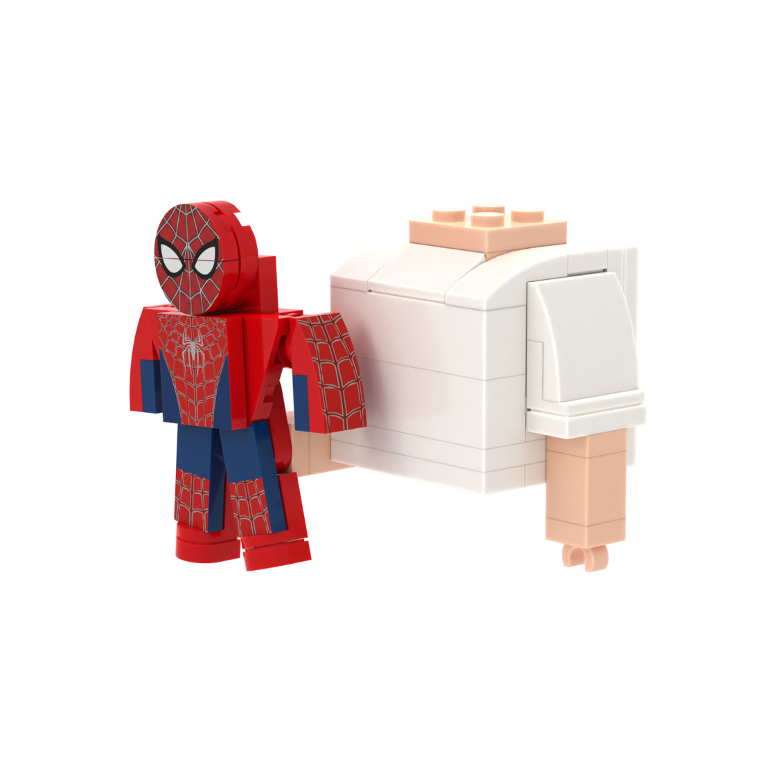 Red-Blue Web Pattern Figure brick figure accessory, right-side view