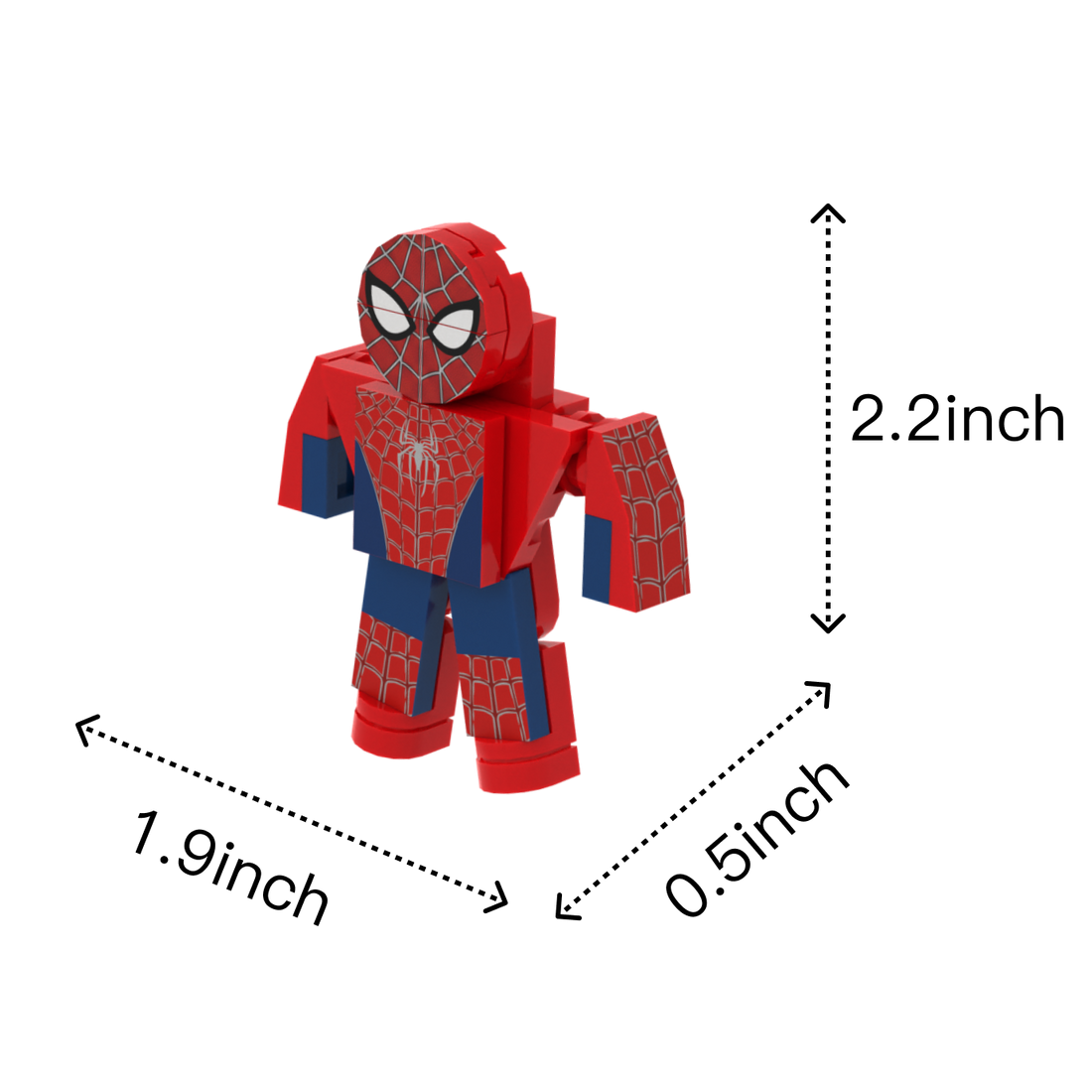 Red-Blue Web Pattern Figure brick figure accessory, size guide