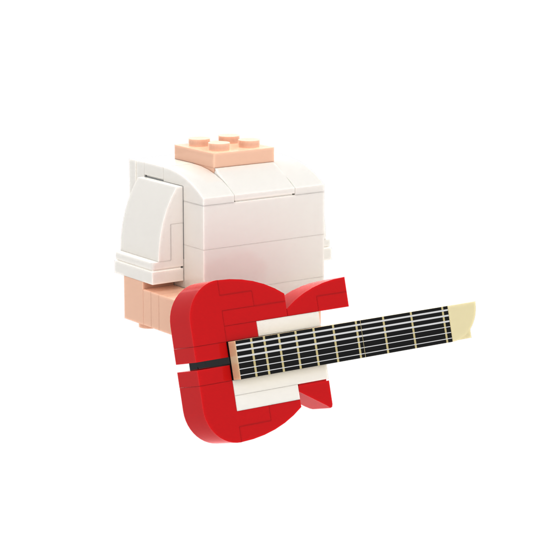 Red Electric Guitar brick figure accessory, left-side view