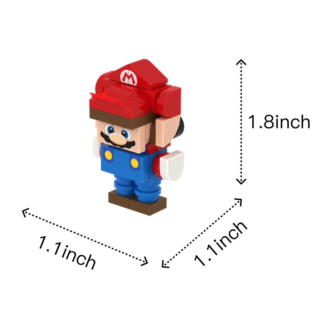 Red Hat & Blue Overall Brick Figure brick figure accessory, size guide