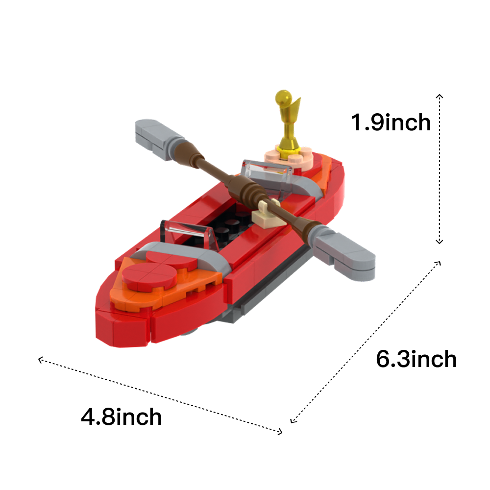Red Kayak brick scene accessory, size guide