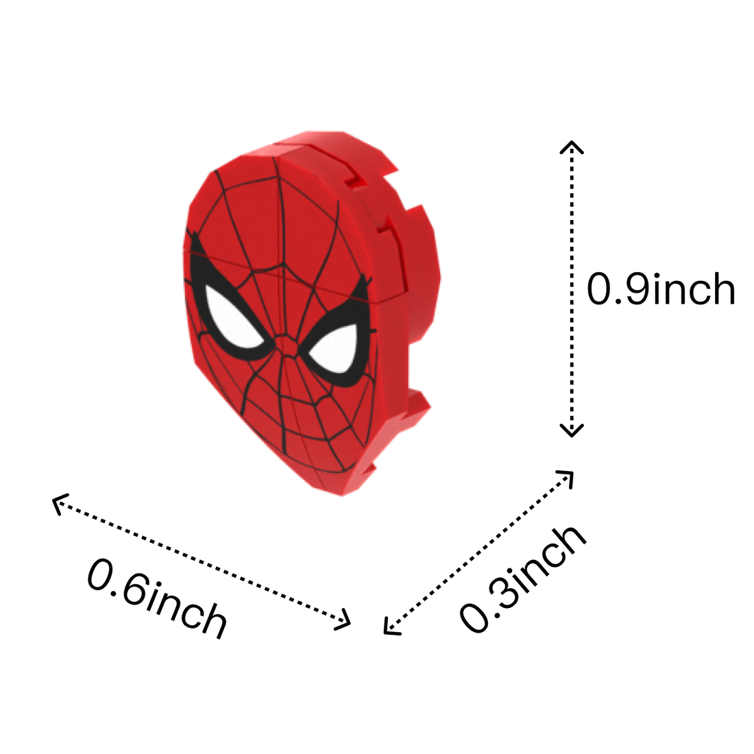 Red Mask brick figure accessory, size guide