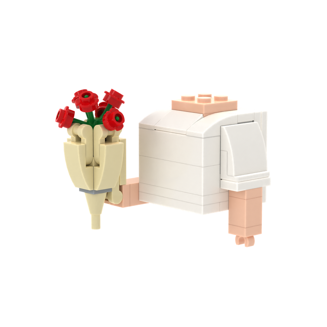 Red Rose Bouquet brick figure accessory, right-side view
