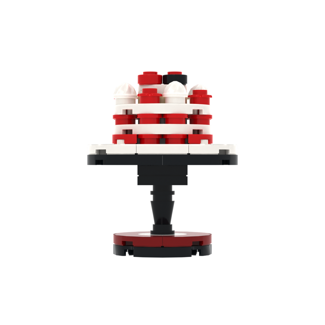 Red-White Cake Tower brick scene accessory, left-side view