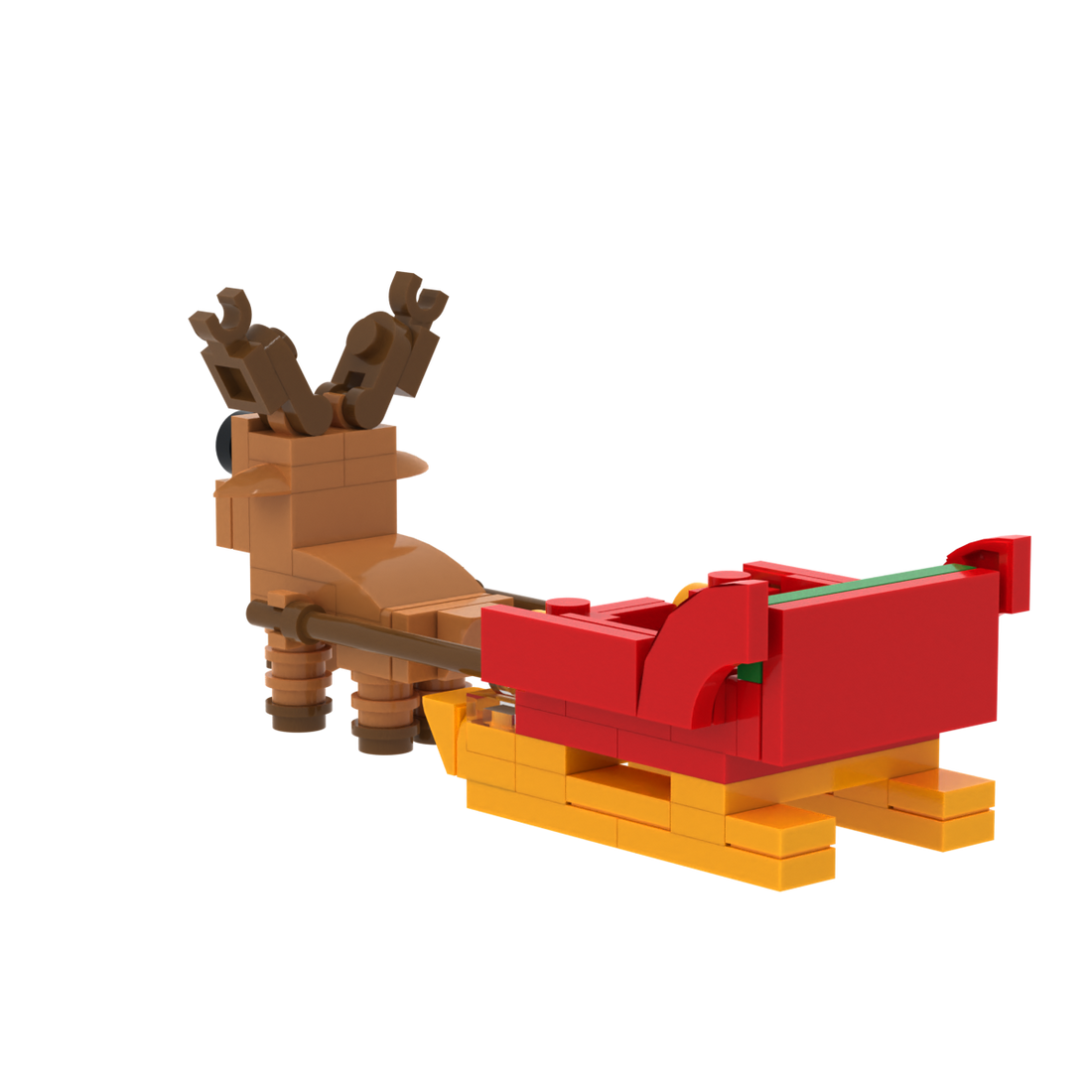 Reindeer & Sleigh brick scene accessory, detail view 2