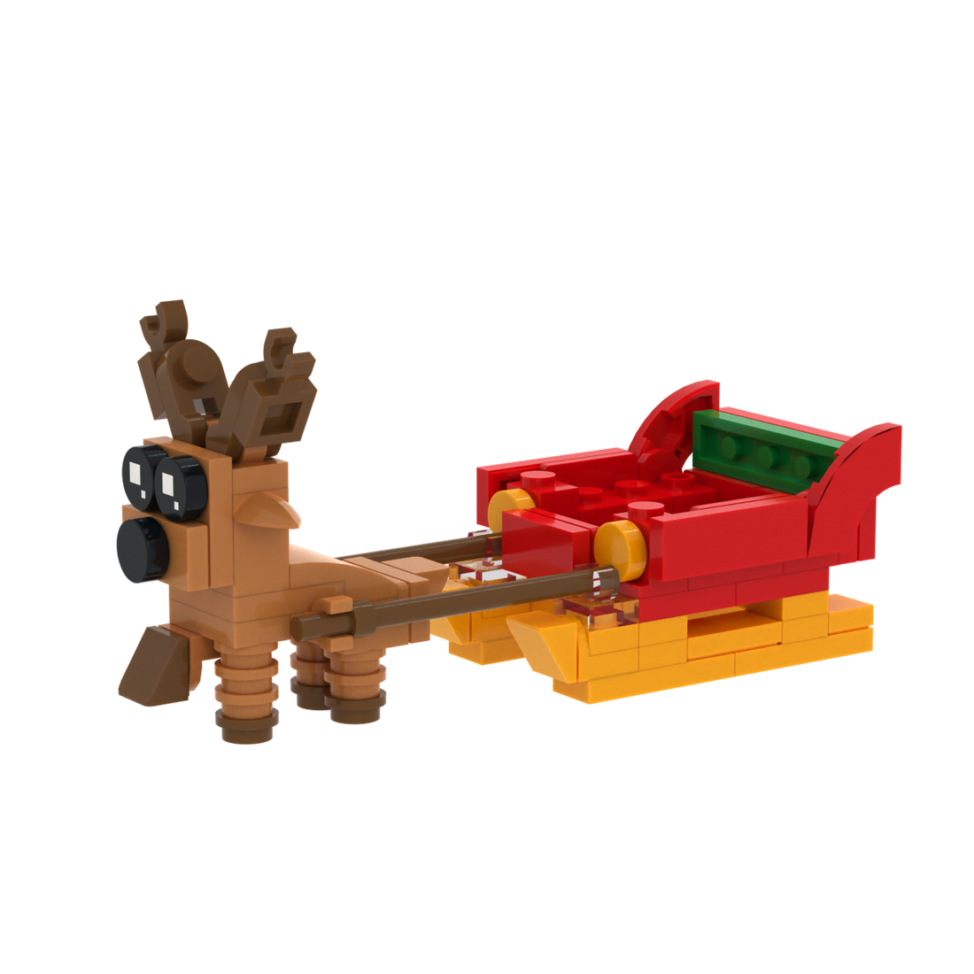 Reindeer & Sleigh brick scene accessory, right-side view