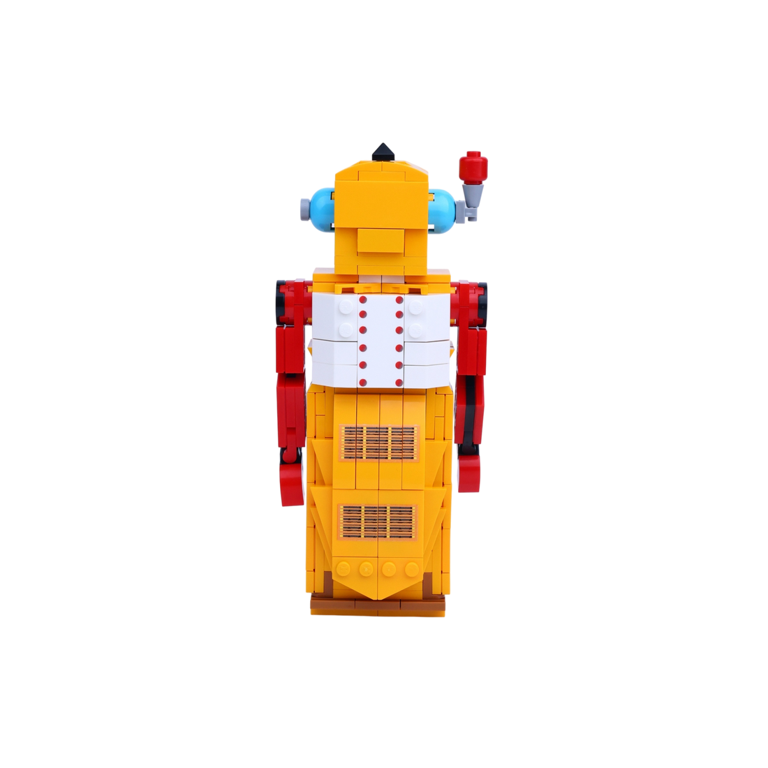 Retro Tin Sentinel brick art collectible, back view