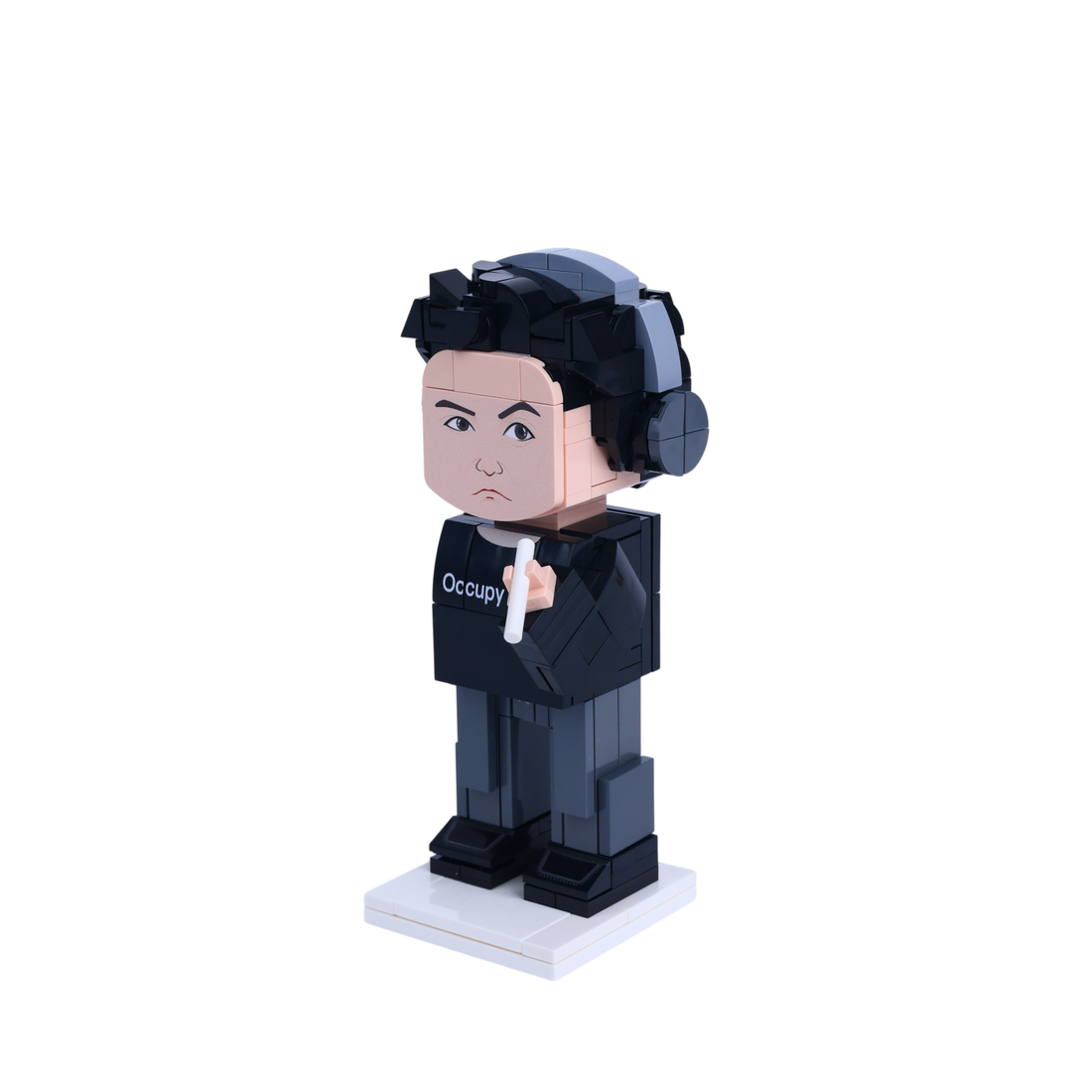 Rocket-Loving Cartoon Figure custom brick figure, right-side view
