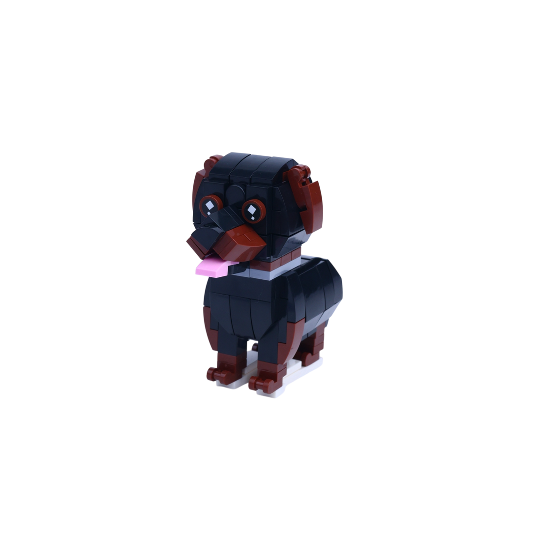 Rottweiler dog brick figure, right-side view