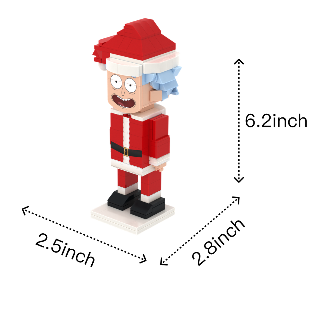 Santa Portal Inventor custom brick figure, size guide