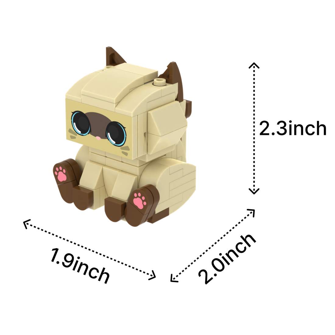 Siamese Cat cat brick figure, size guide