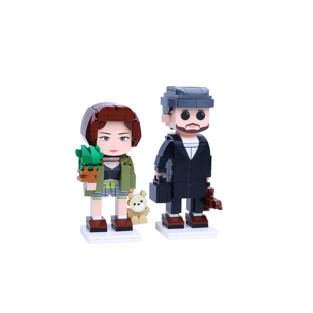 Silent Guardian Duo custom brick figure, left-side view