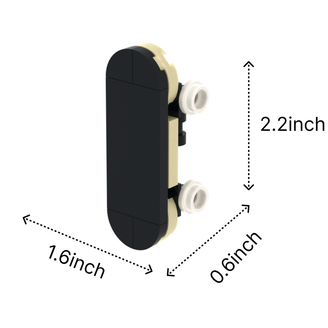 Skateboard brick figure accessory, size guide