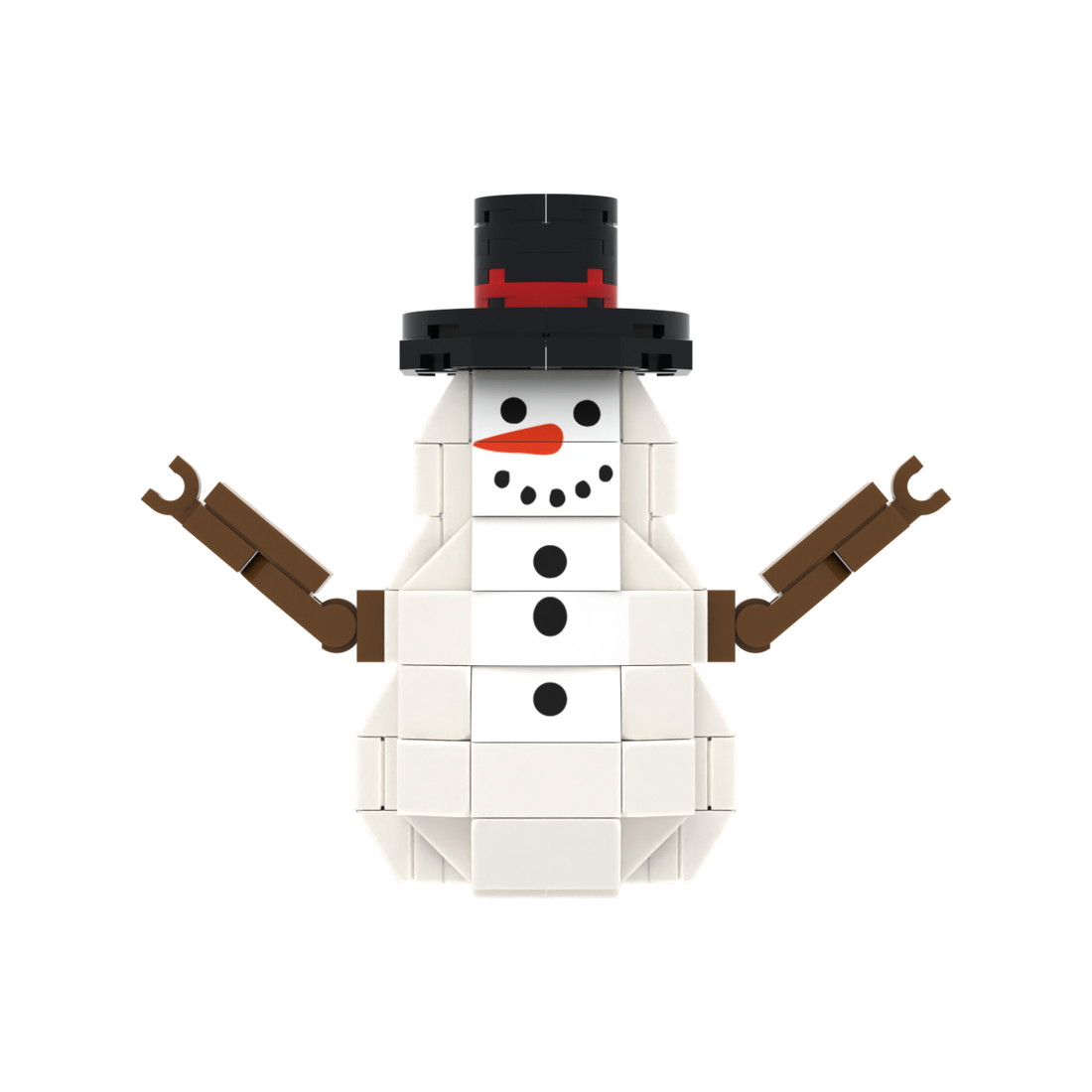 Snowman With Top Hat brick scene accessory, left-side view