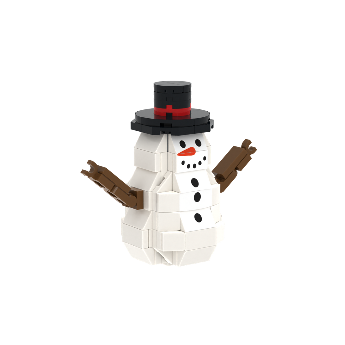 Snowman With Top Hat brick scene accessory, right-side view