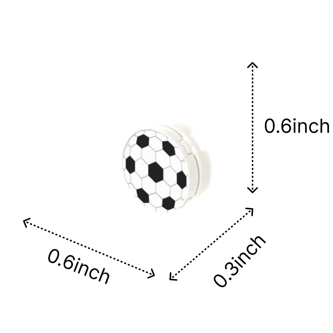 Soccer Ball brick figure accessory, size guide