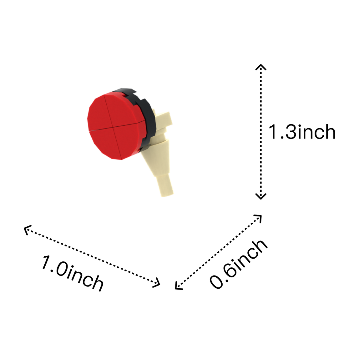 Table Tennis Paddle Design 2 brick figure accessory, size guide
