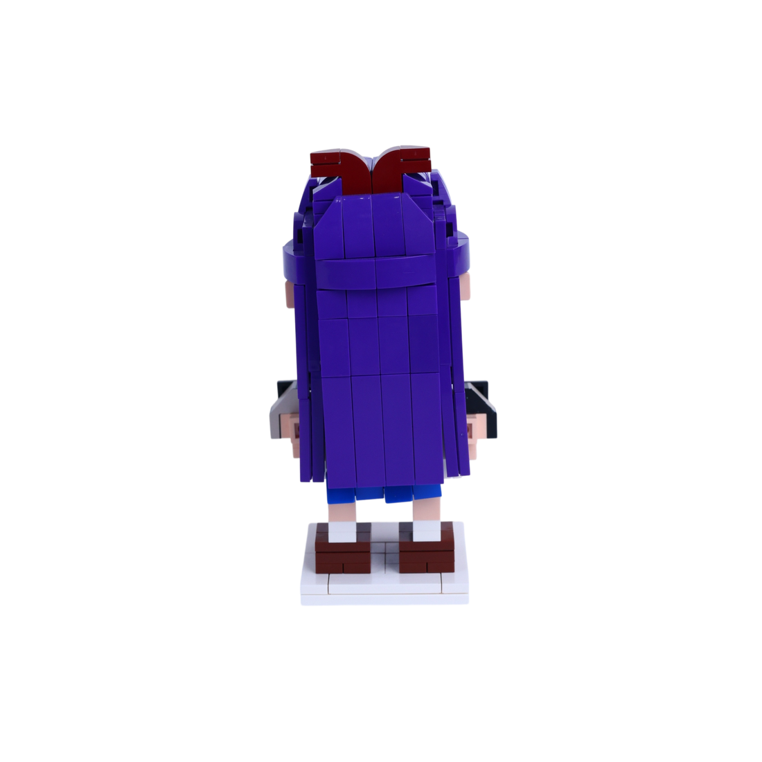Tall Blue-Haired Character custom brick figure, back view