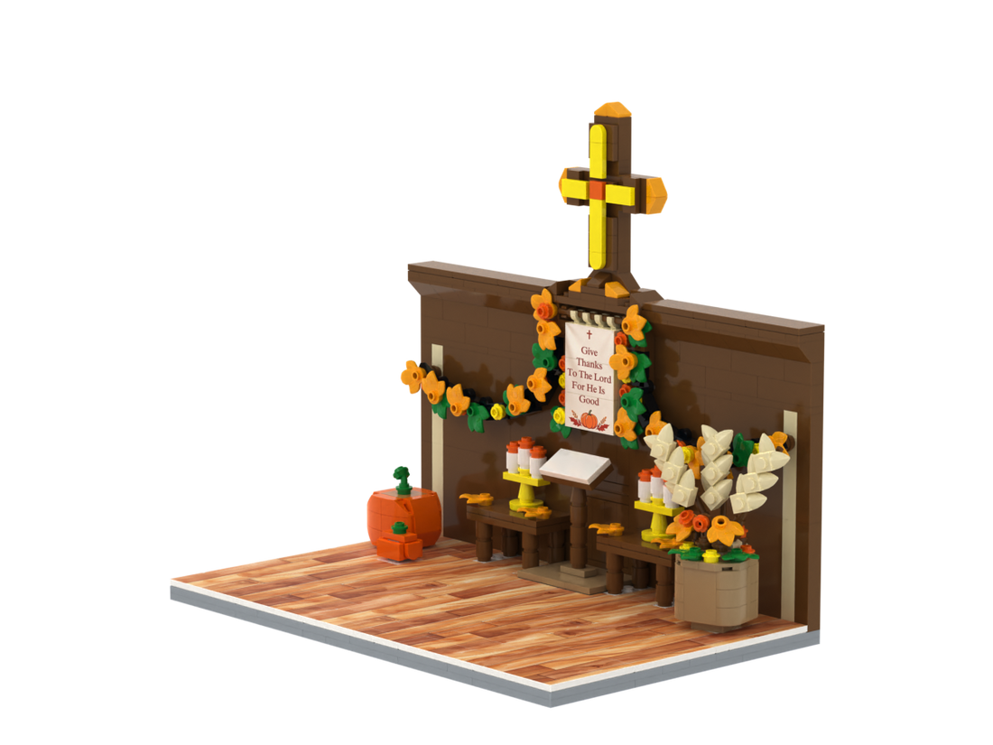 Thanksgiving · Faith in God brick scene, right view