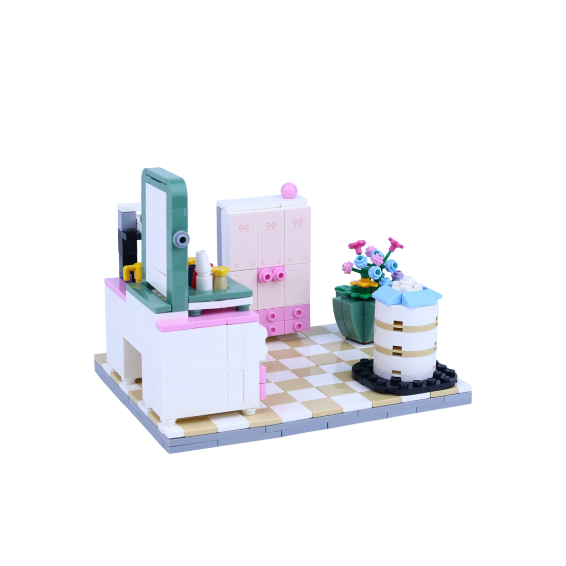 The Glam Room brick scene, left view