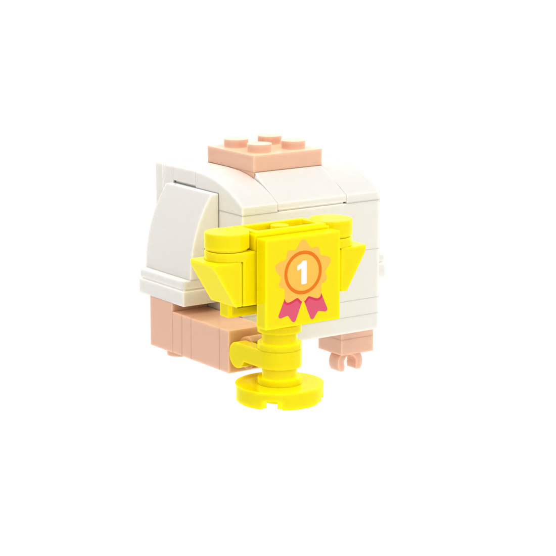 Trophy brick figure accessory, left-side view
