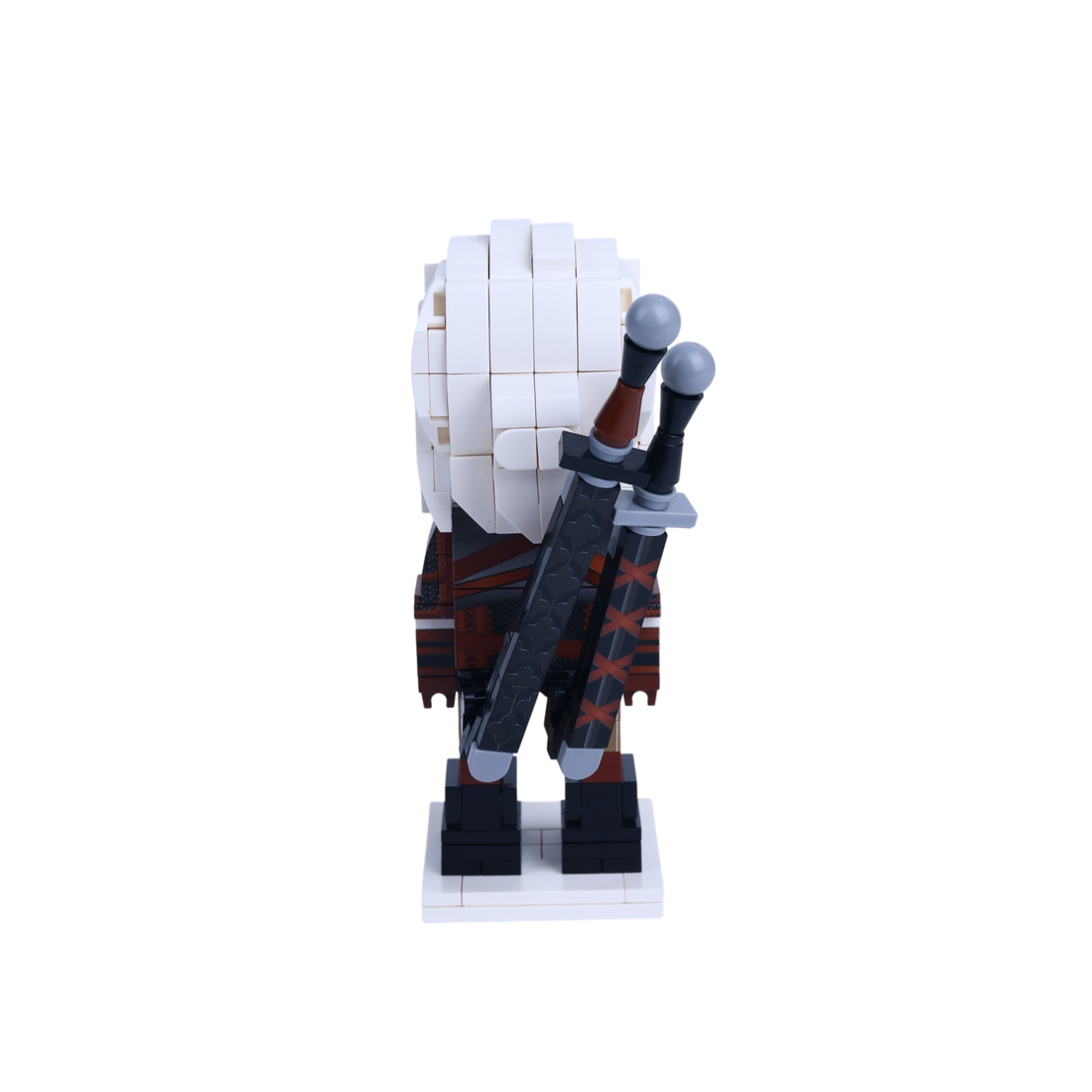 White-Blade Fantasy Hunter custom brick figure, back view