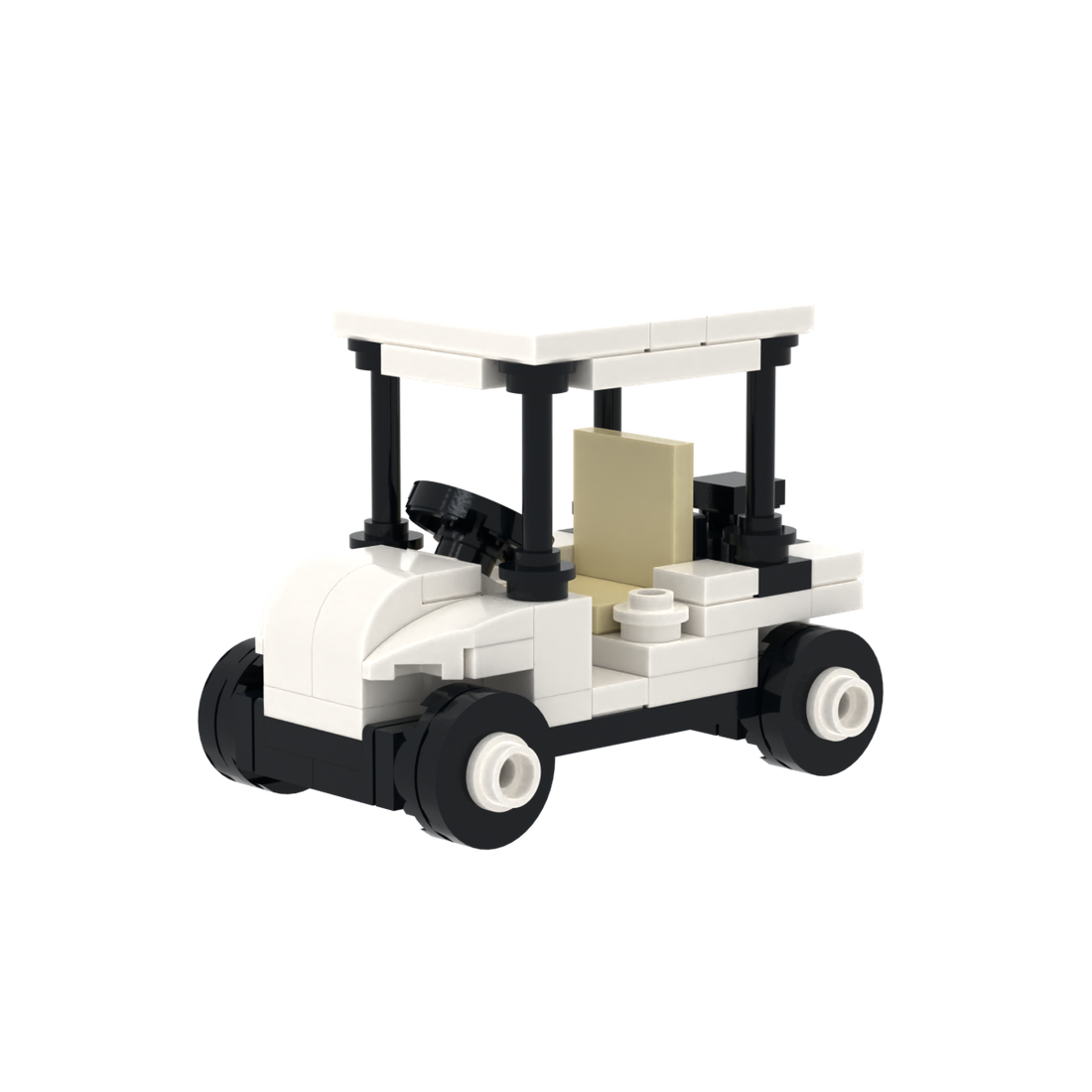 White Golf Cart brick scene accessory, detail view 2