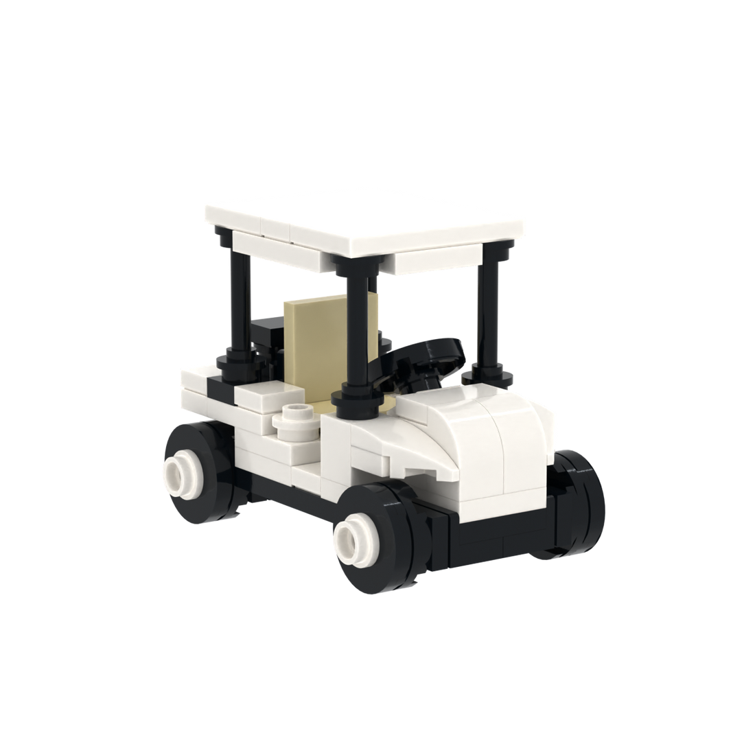 White Golf Cart brick scene accessory, right-side view