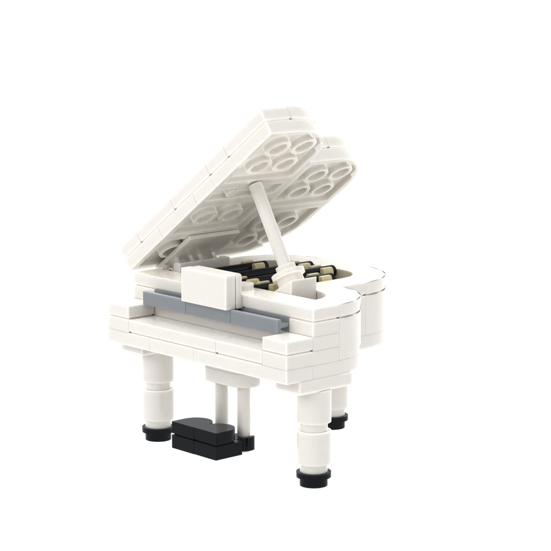 White Grand Piano brick scene accessory, detail view 2