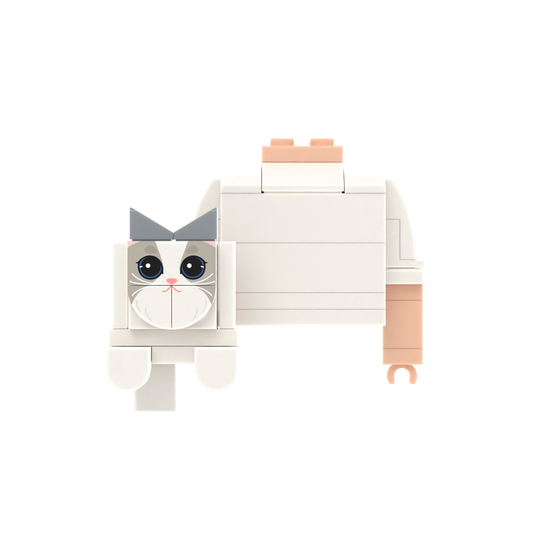 White-Gray Cat brick figure accessory, main product view
