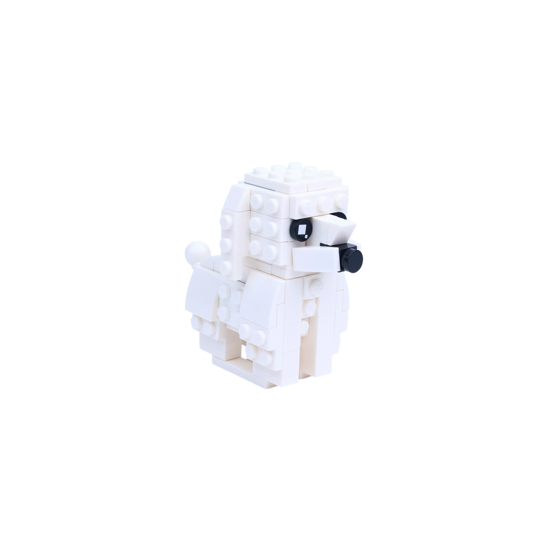 White Poodle dog brick figure, left-side view