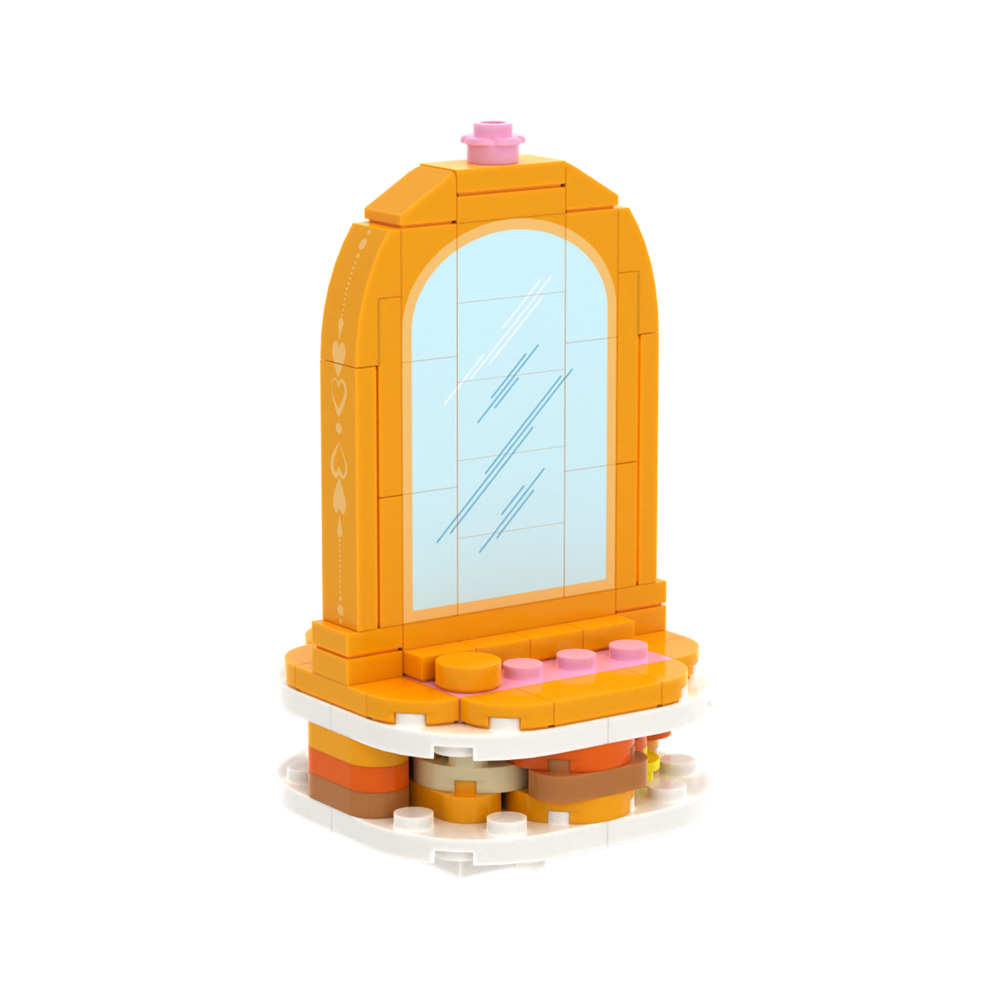 Yellow Arched Dressing Table brick scene accessory, right-side view