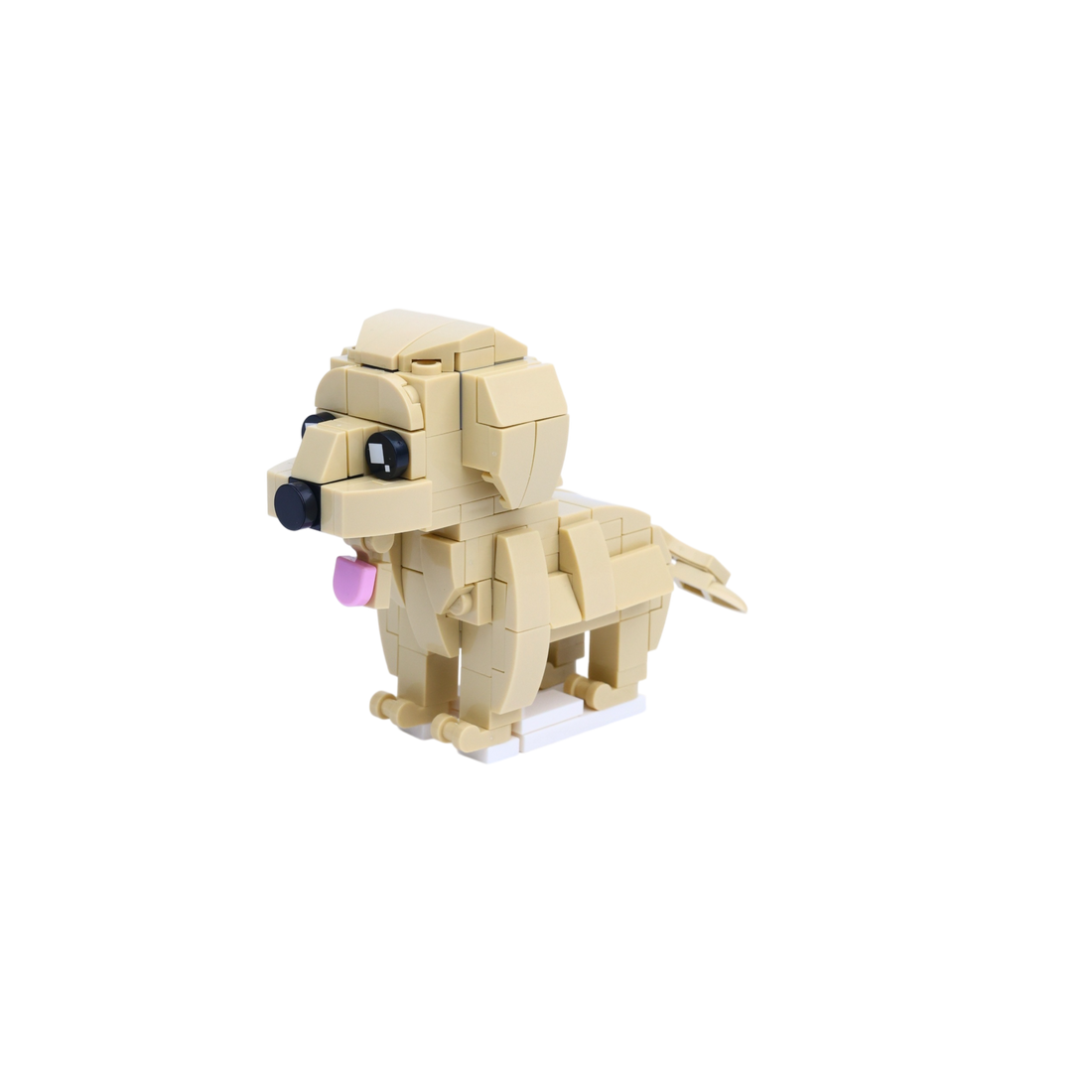 Yellow Labrador dog brick figure, right-side view