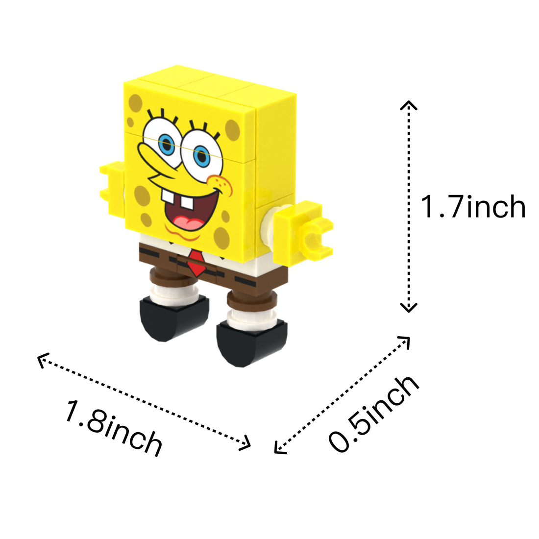 Yellow Spotted Block Figure brick figure accessory, size guide