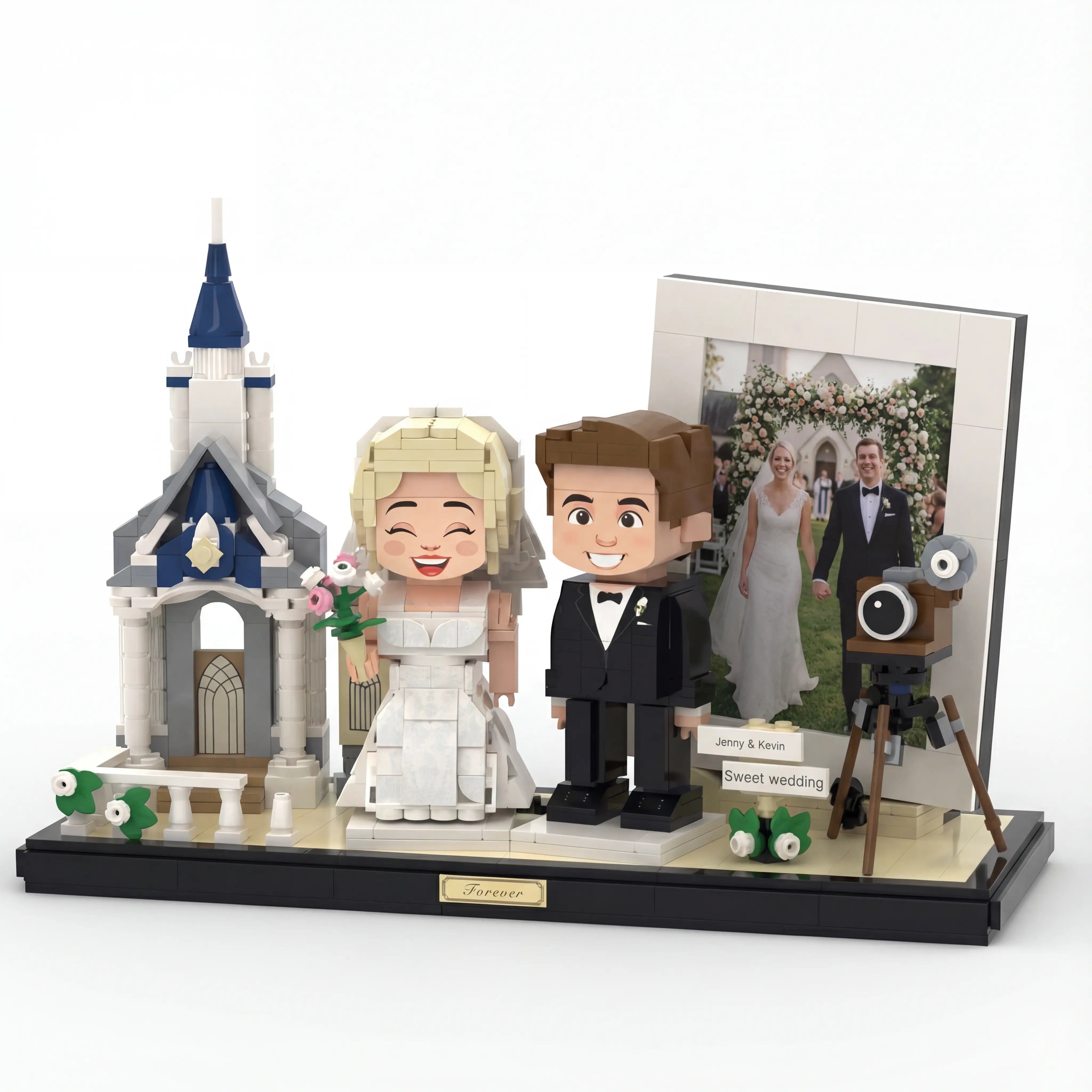 Personalized "Forever" Wedding Celebration Building Set – Custom Couple & Photo Frame Display Mini U
