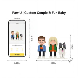 Paw U | Custom Couple & Fur-Baby 3D Brick Figure Family Set Paw U
