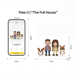 Paw U | "The Full House" Personalized 3D Brick Figure & Photo Display Paw U