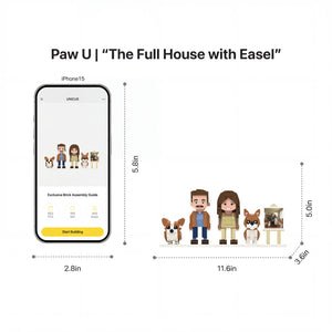 Paw U | "The Full House" Personalized 3D Brick Figure & Photo Display Paw U
