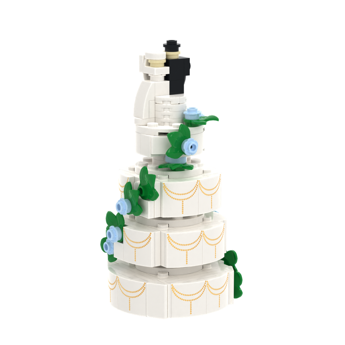 4-Tier Wedding Cake brick scene accessory, right-side view