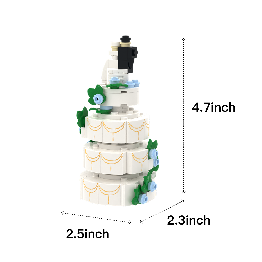 4-Tier Wedding Cake brick scene accessory, size guide