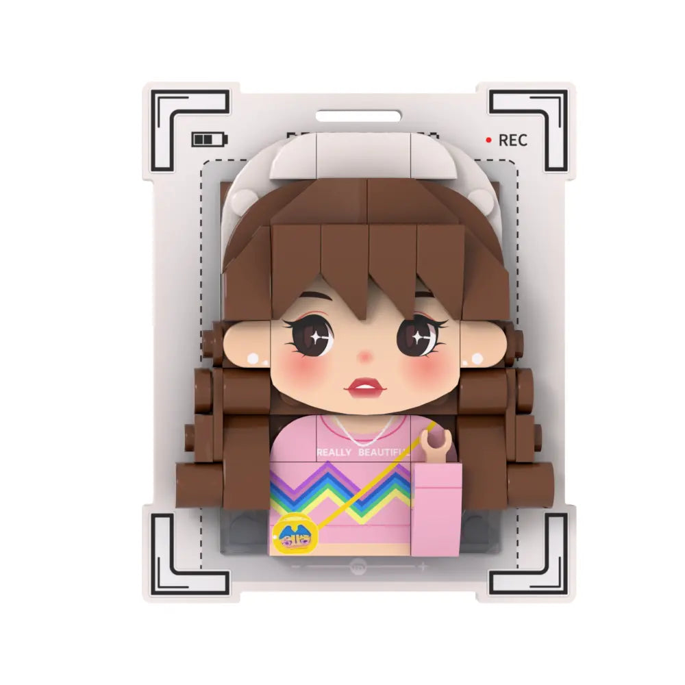 Aria Mono | Personalized Black & White 3D Brick Figure Magnet