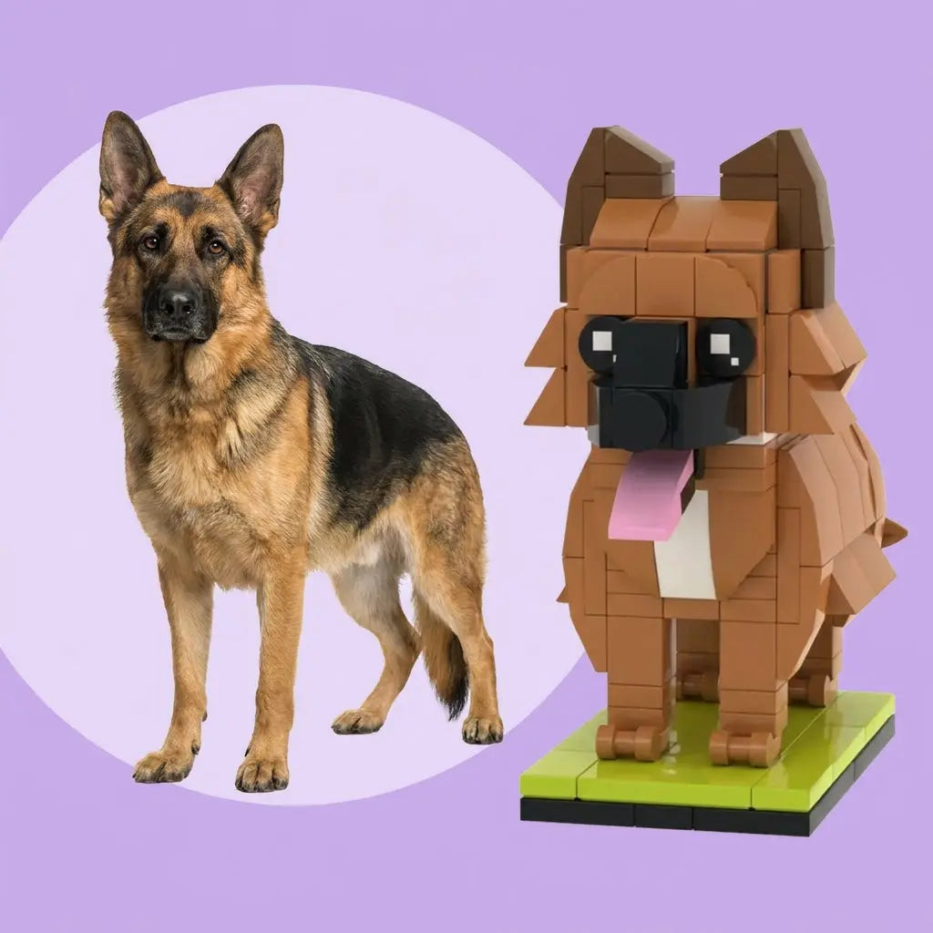 Custom German Shepherd Brick Figure | Personalized 3D Dog Portrait