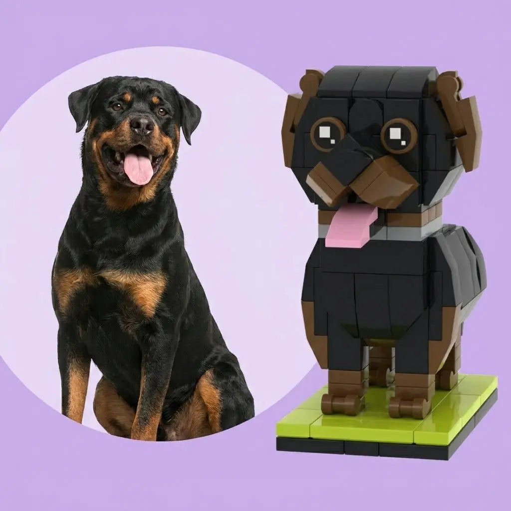 Custom Rottweiler Brick Figure | Personalized 3D Dog Portrait