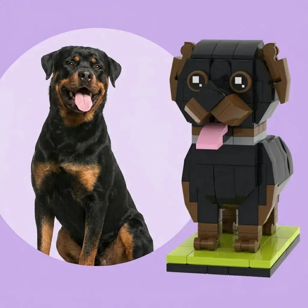 Custom Rottweiler Brick Figure | Personalized 3D Dog Portrait Paw U Collection