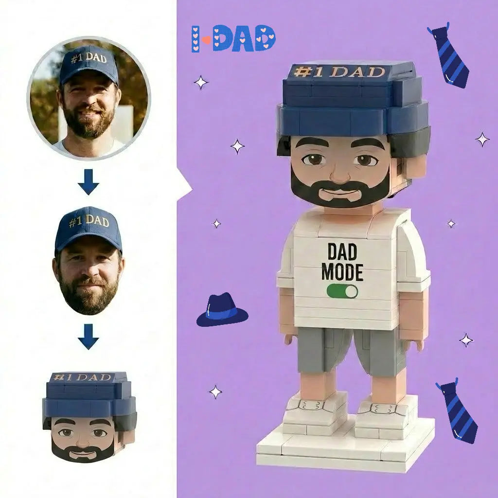 Dad Mode ON | Personalized Father's Day 3D Brick Figure Custom Photo Gift