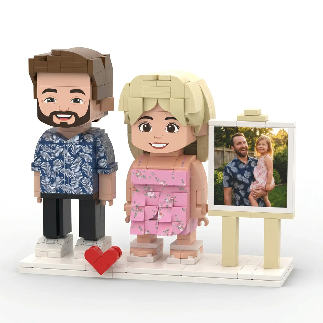 Daddy & Me | Personalized Father's Day 3D Brick Figure Duo & Custom Photo