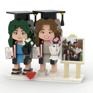 Grad Duo | Personalized 3D Brick Figure Graduation Gift for Best Friends