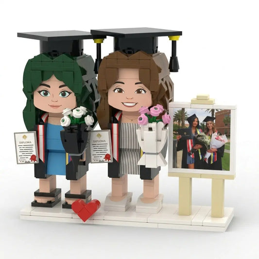 Grad Duo | Personalized 3D Brick Figure Graduation Gift for Best Friends