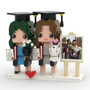 Grad Duo | Personalized 3D Brick Figure Graduation Gift for Best Friends