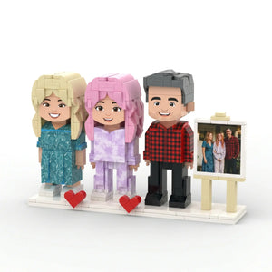 Family Trio with Dad | Personalized Father's Day 3D Brick Figure Set & Custom Photo